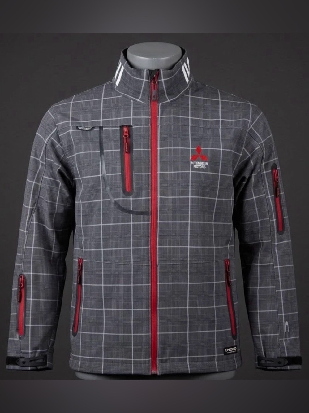 Choko Authentics Mitsubishi Motors Jacket Mens Medium Softshell Insulated Plaid